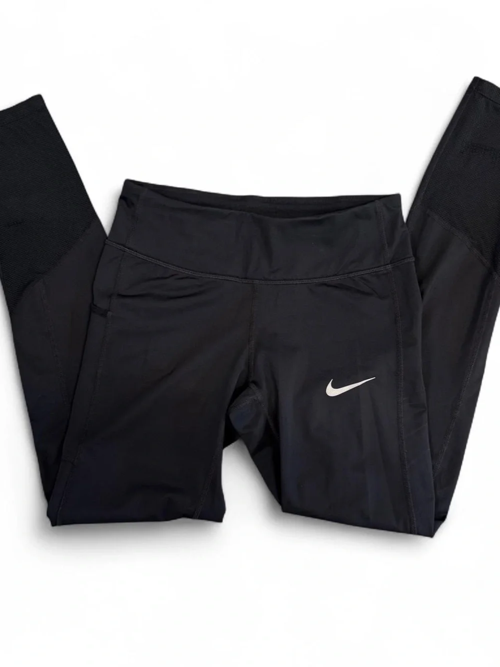 Nike Dri-FIT Black Mesh Panel Running Leggings Pockets XS